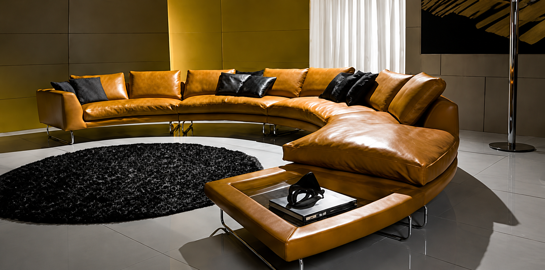 Кожаный дизайнерский диван Soft Line Interior в интерьере